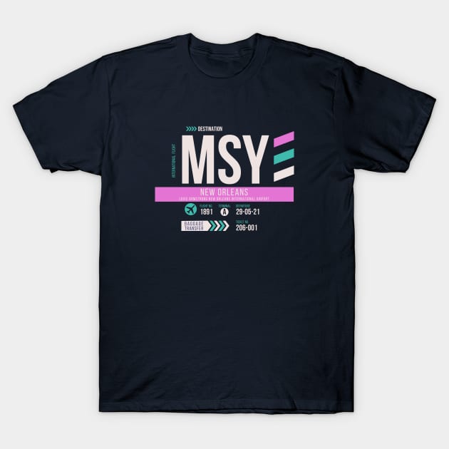 New Orleans (MSY) Airport Code Baggage Tag T-Shirt by SLAG_Creative